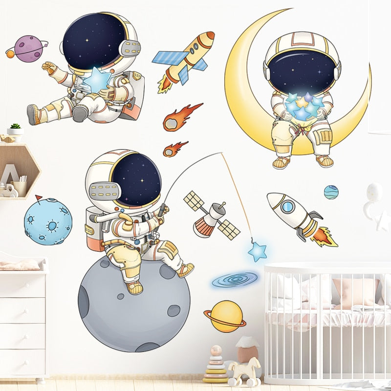 Little Astronauts, Big Dreams: Large Wall Stickers for Nursery Decor
