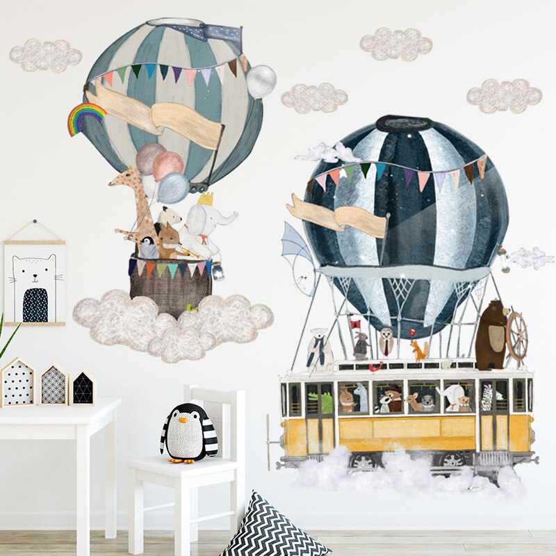 Take Flight with Hot Air Balloon Express: Large Wall Stickers for Nursery