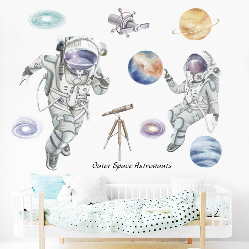Musical Astronaut Guitarist: Vibrant Wall Stickers for Kids' Bedroom