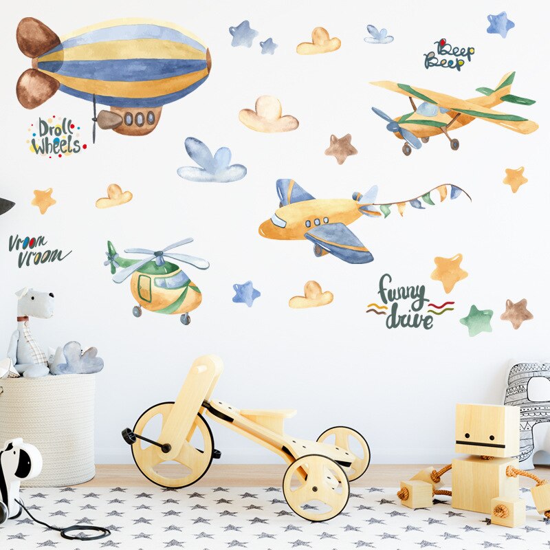 Planes & Balloons: Colorful Wall Stickers for Playrooms and Nurseries