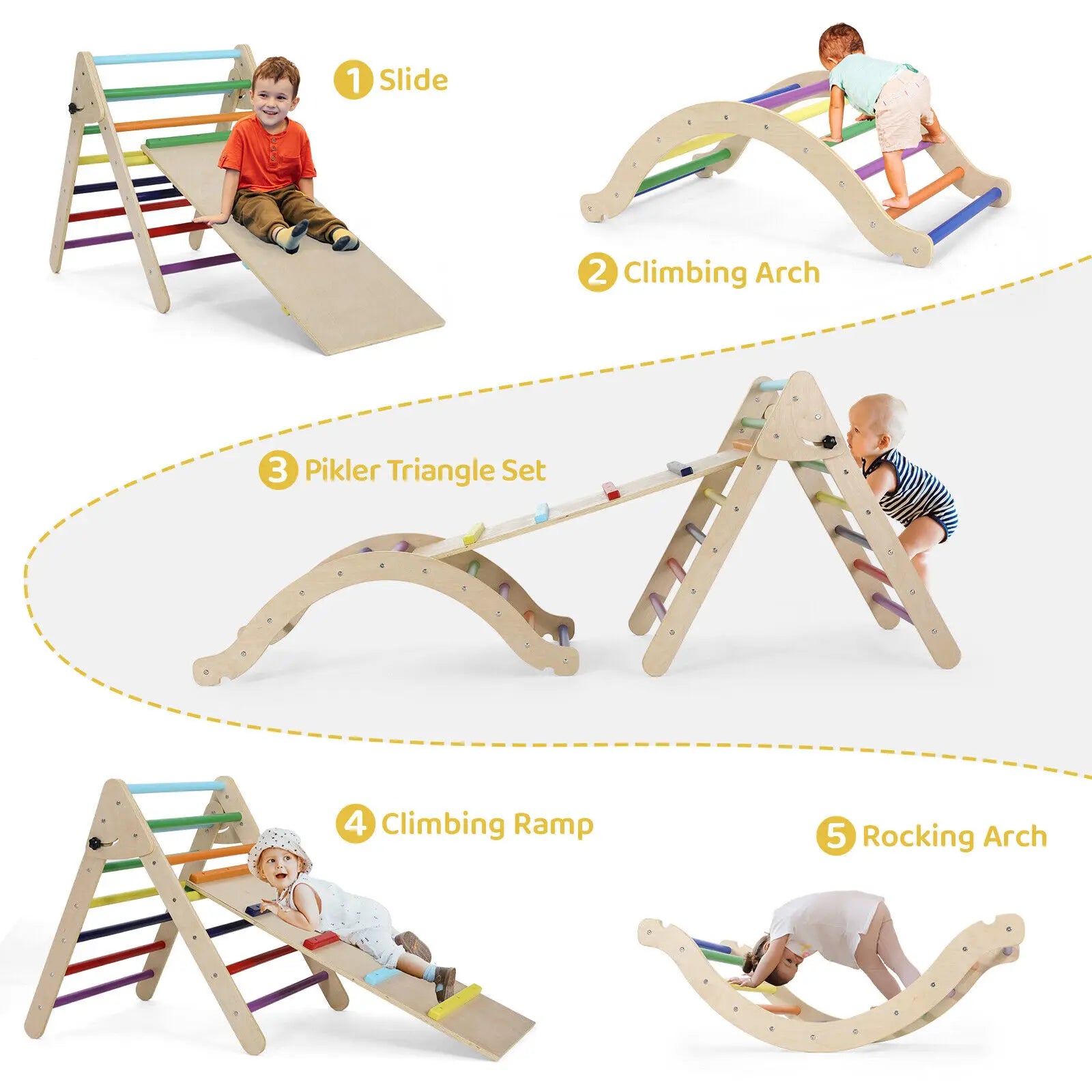 Promote Growth & Development: Montessori Wooden Climbing Triangle Set