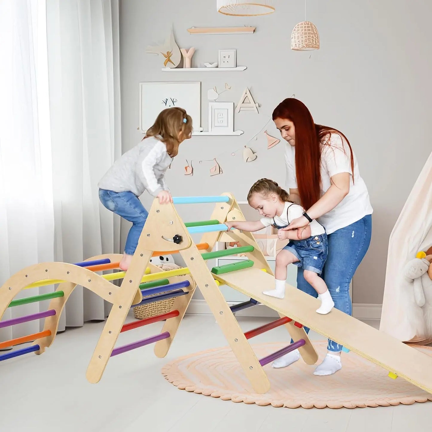 Compact & Convenient: Foldable Montessori Climbing Frame Set for Kids