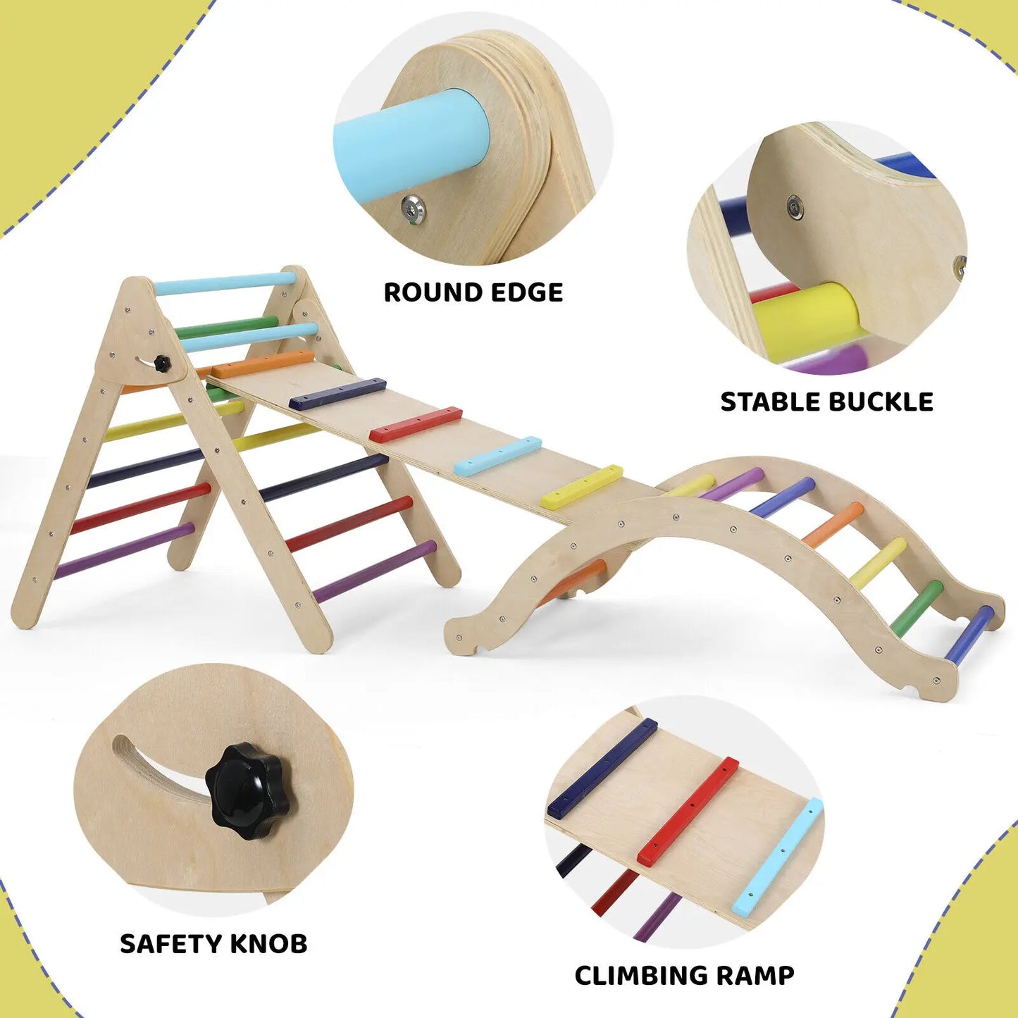 Sturdy & Multifunctional: Montessori Wooden Rocker, Slide & Climbing Frame