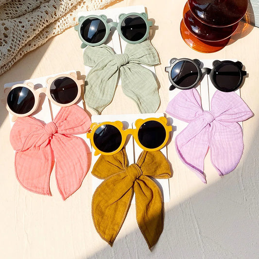 Vintage Bow Hair Clip Sunglasses Set for Kids - Cute and Stylish Accessories