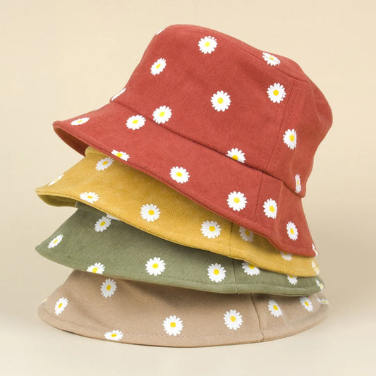 Summer Daisy Pattern Bucket Hat for Kids