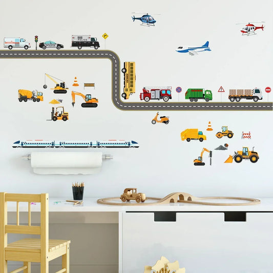Transform Your Walls with Cartoon Cars Traffic Wall Stickers!
