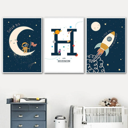 That Lovely - , rocket, moon, astronaut, custom name, personalized outer spaceposter