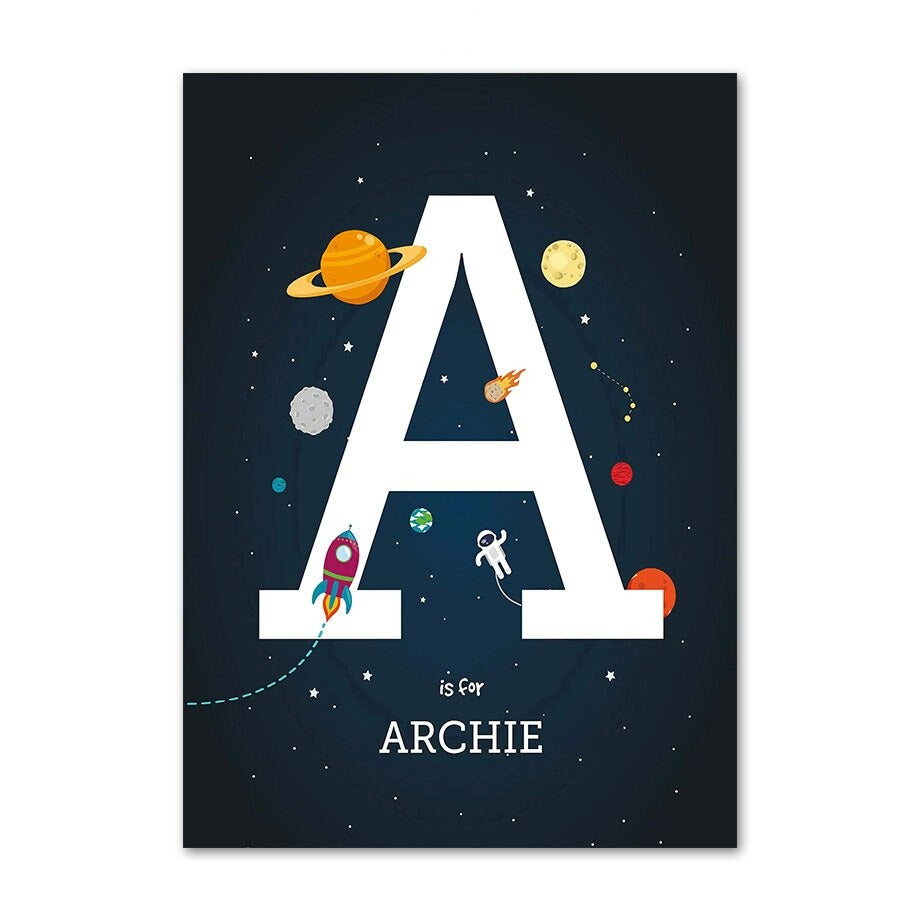 Engage Your Child's Imagination with Personalized Space Alphabet & Number Posters