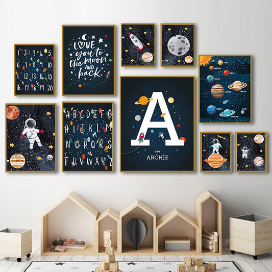 Alphabet & Number Space Posters