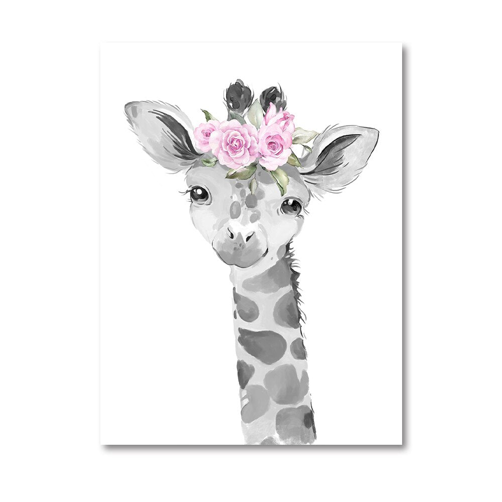 Charming Animal Canvas Nursery Prints: Personalized for Your Little One, giraffe