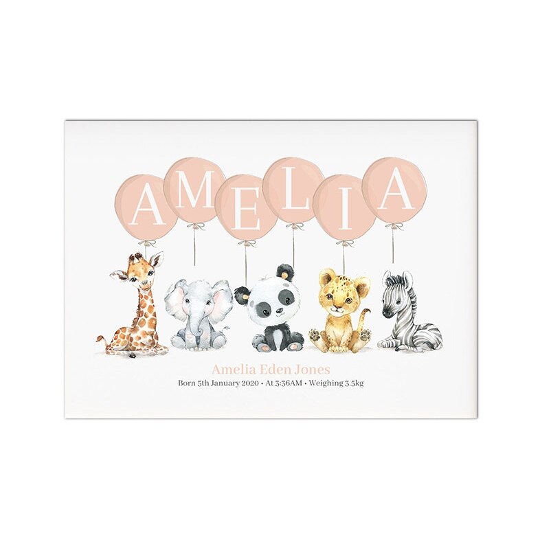 Personalized Animals & Name in Balloons Wall Decal