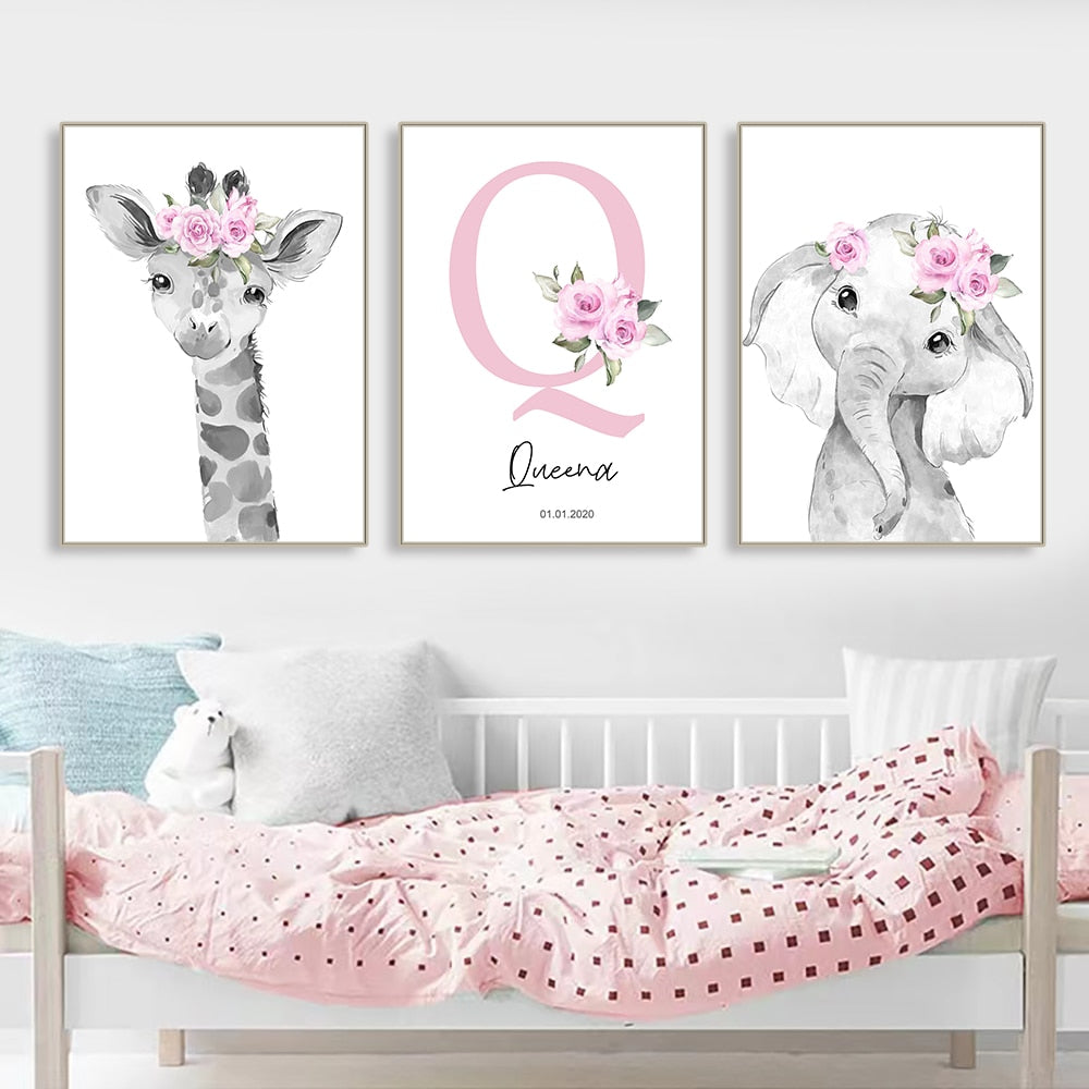 Custom Animal Canvas Nursery Prints: Add Personalized Charm