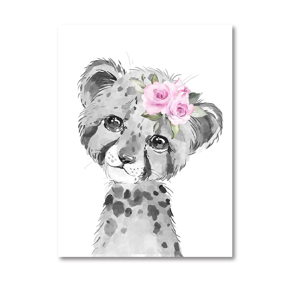 Cute Animal Girls Nursery Print Posters