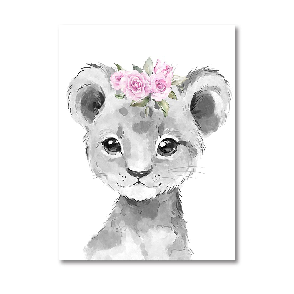 Sweet and Playful Animal Canvas Nursery Prints for Personalization